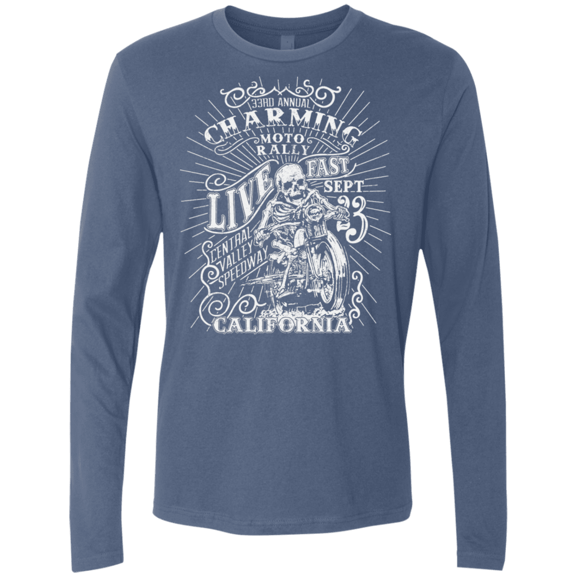 T-Shirts Indigo / S Charming Moto Rally Men's Premium Long Sleeve