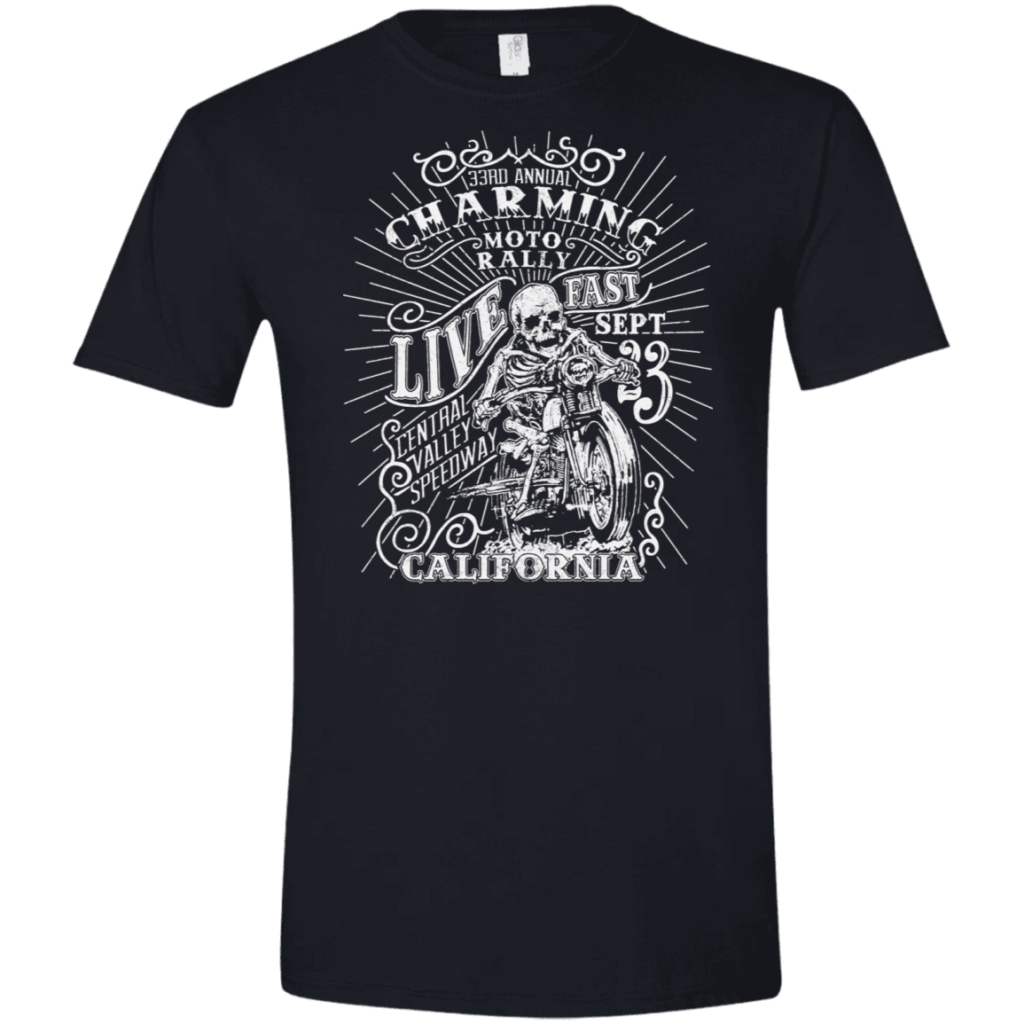 T-Shirts Black / X-Small Charming Moto Rally Men's Semi-Fitted Softstyle