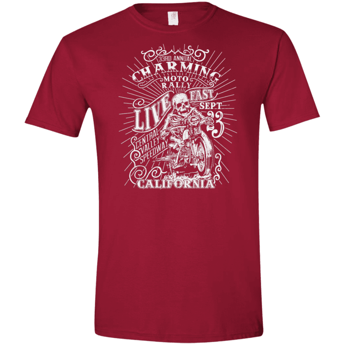 T-Shirts Cardinal Red / S Charming Moto Rally Men's Semi-Fitted Softstyle