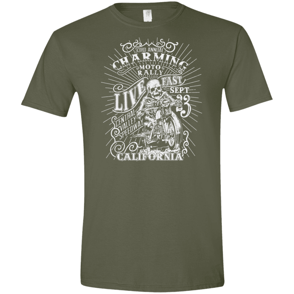 T-Shirts Military Green / S Charming Moto Rally Men's Semi-Fitted Softstyle