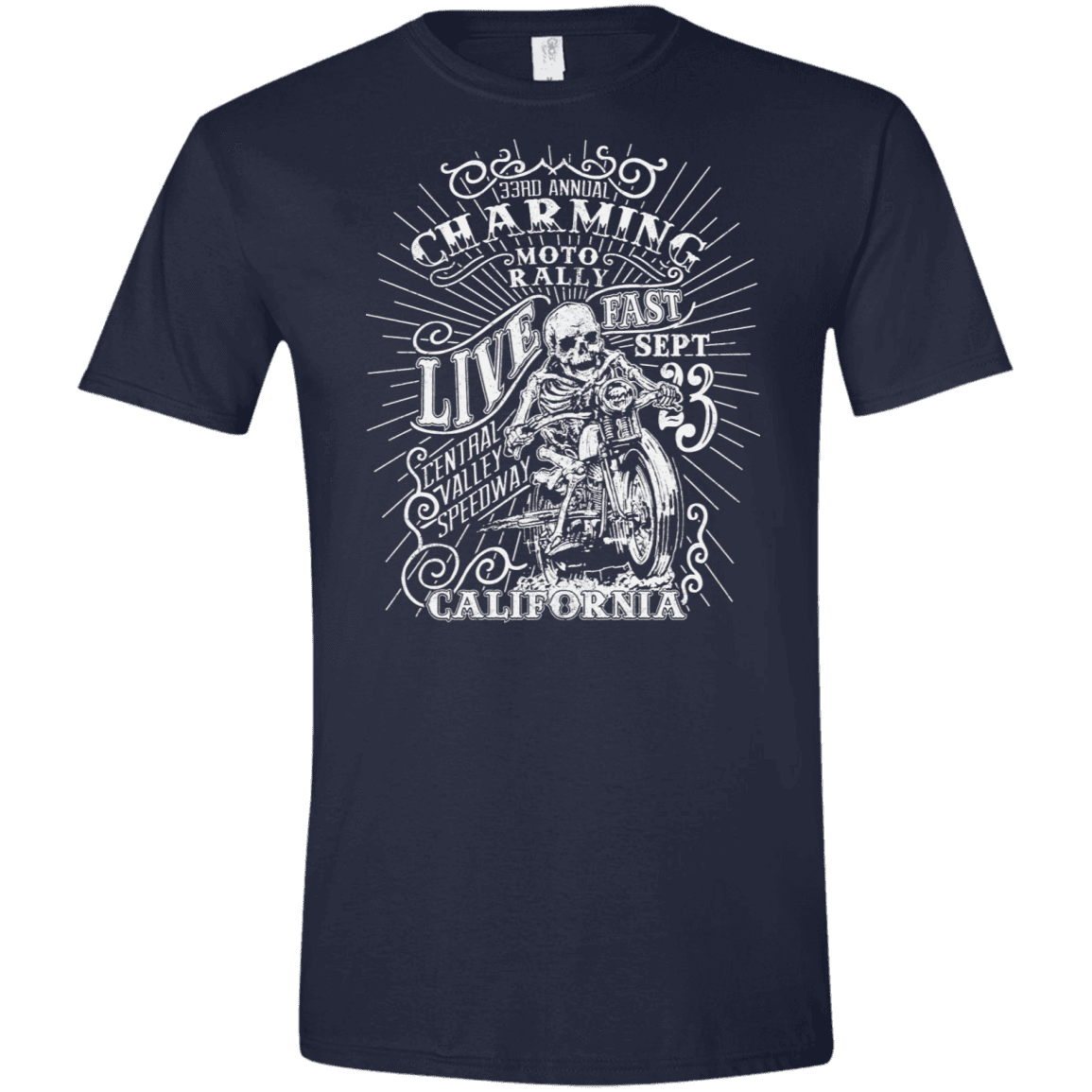 T-Shirts Navy / X-Small Charming Moto Rally Men's Semi-Fitted Softstyle