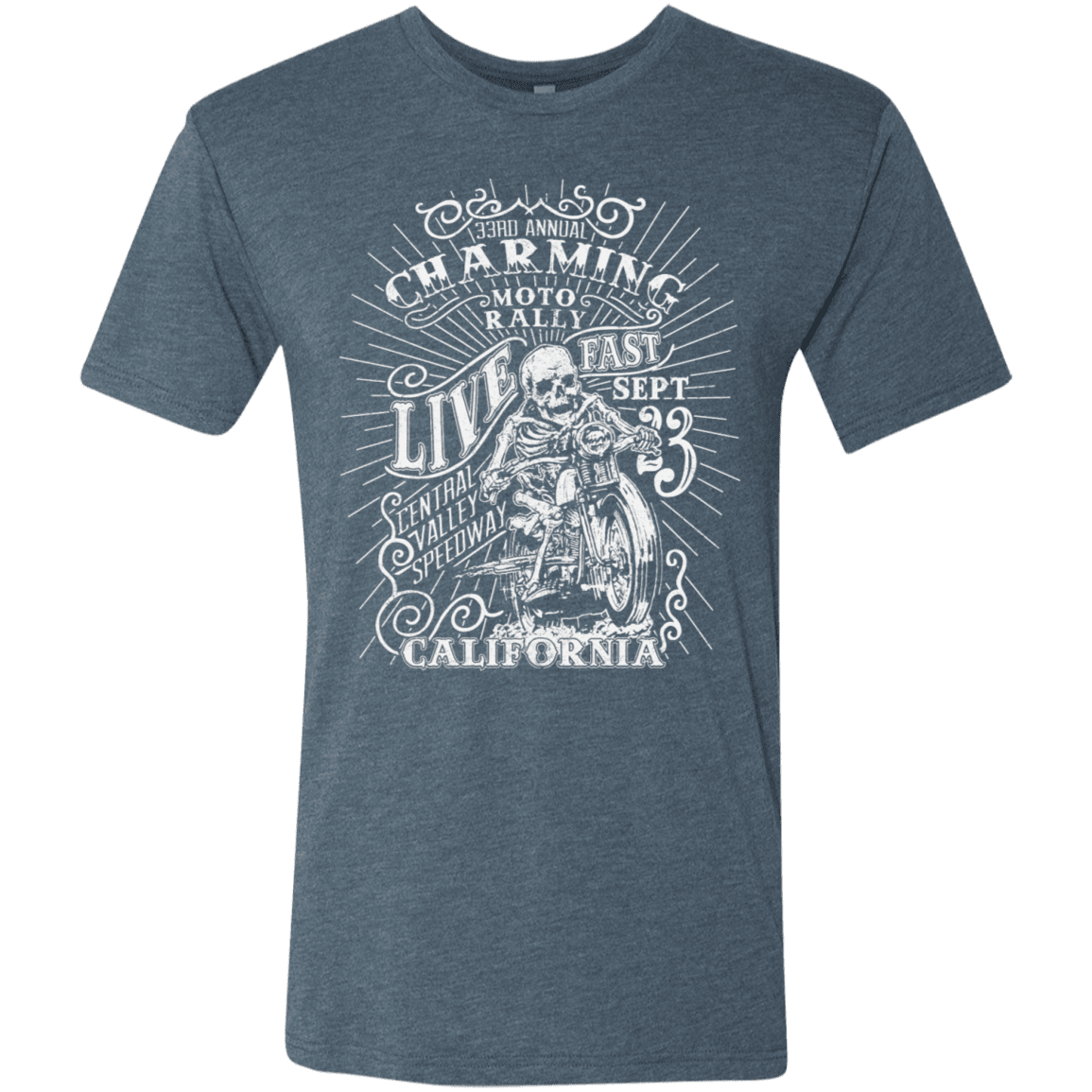 T-Shirts Indigo / S Charming Moto Rally Men's Triblend T-Shirt