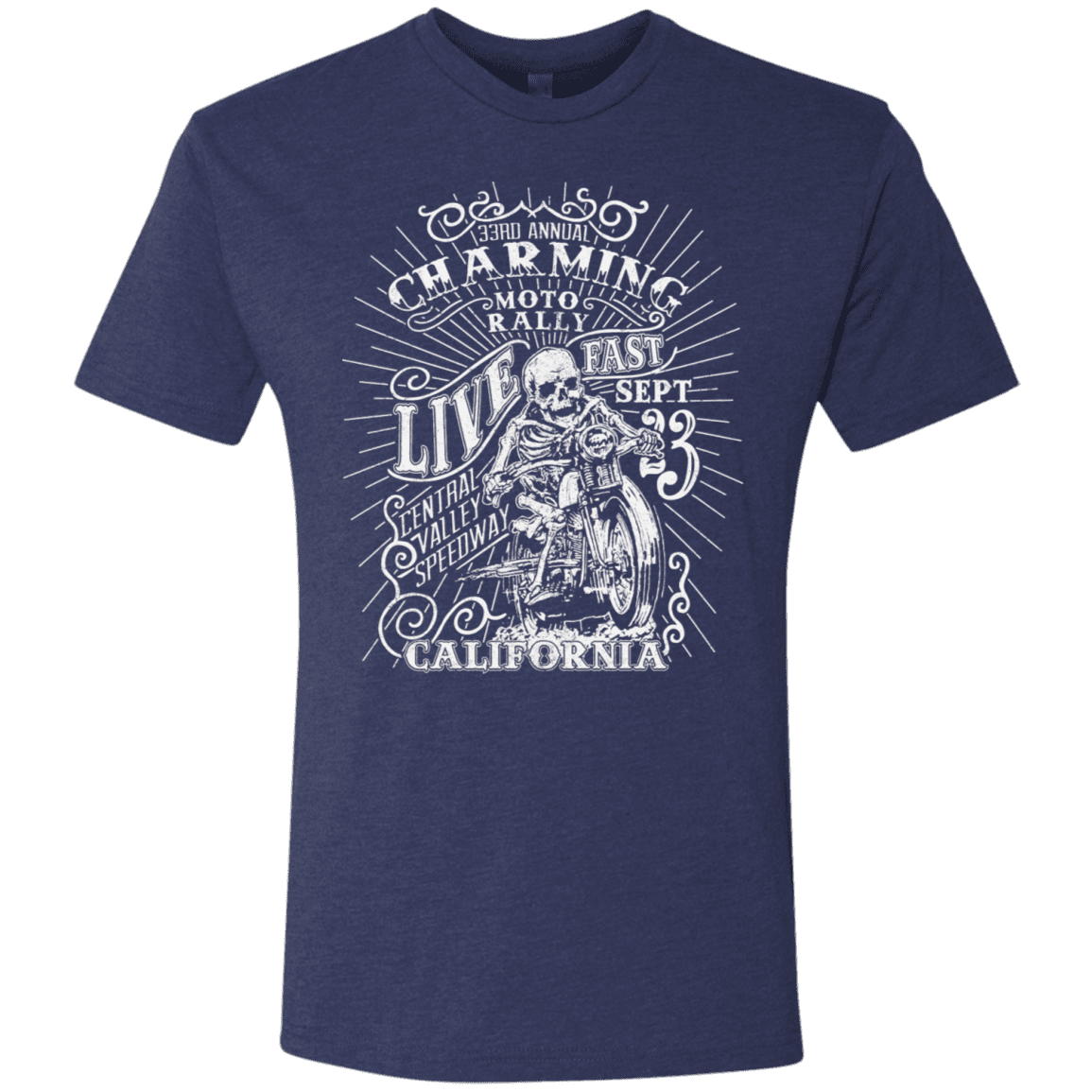 T-Shirts Vintage Navy / S Charming Moto Rally Men's Triblend T-Shirt