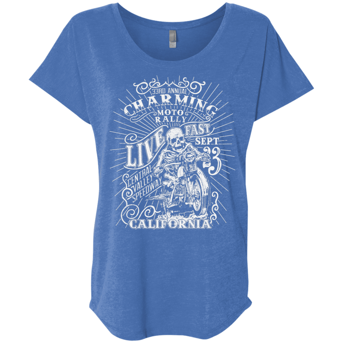 T-Shirts Vintage Royal / X-Small Charming Moto Rally Triblend Dolman Sleeve