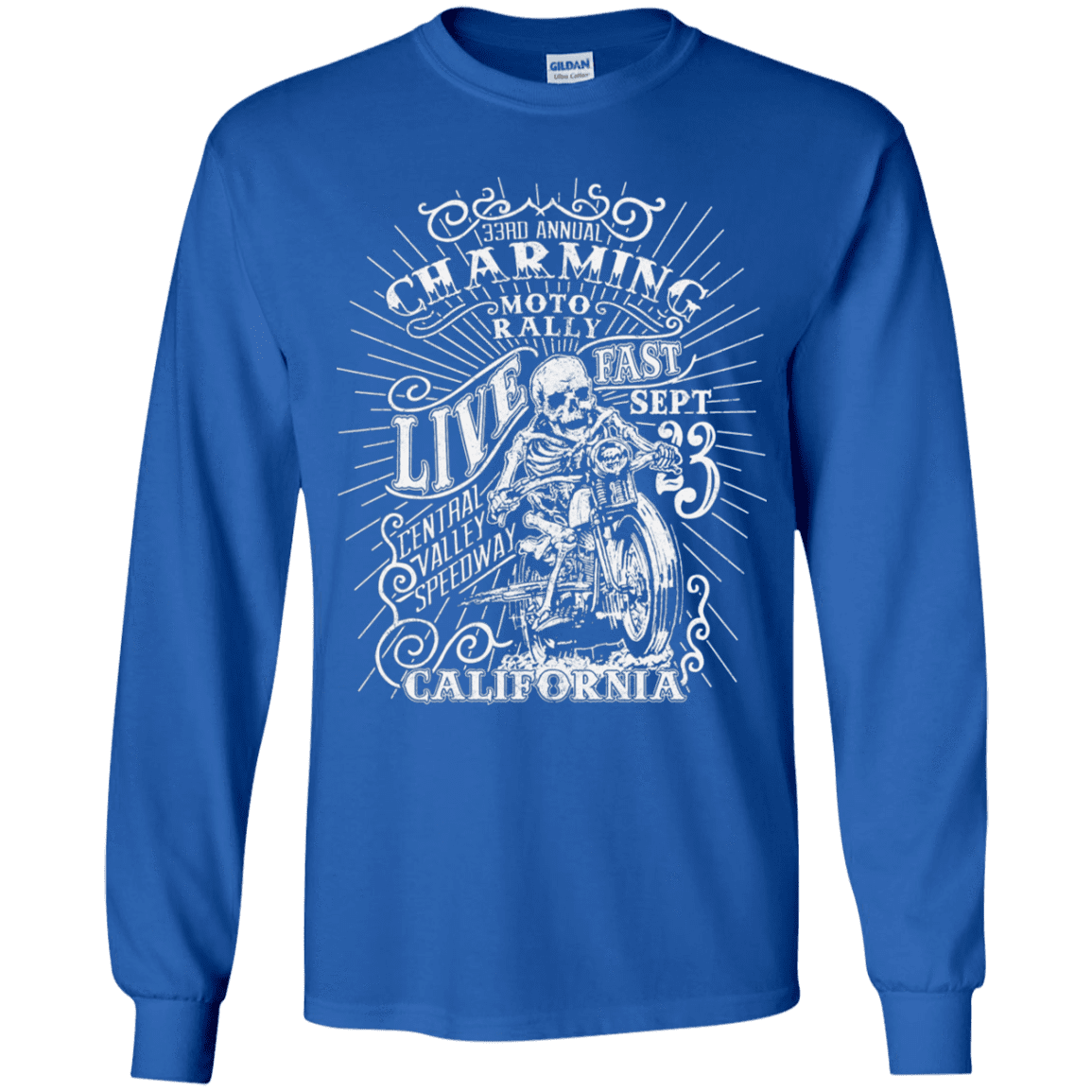 T-Shirts Royal / YS Charming Moto Rally Youth Long Sleeve T-Shirt