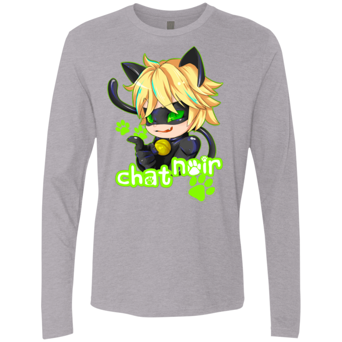 T-Shirts Heather Grey / Small Chat Noir Men's Premium Long Sleeve