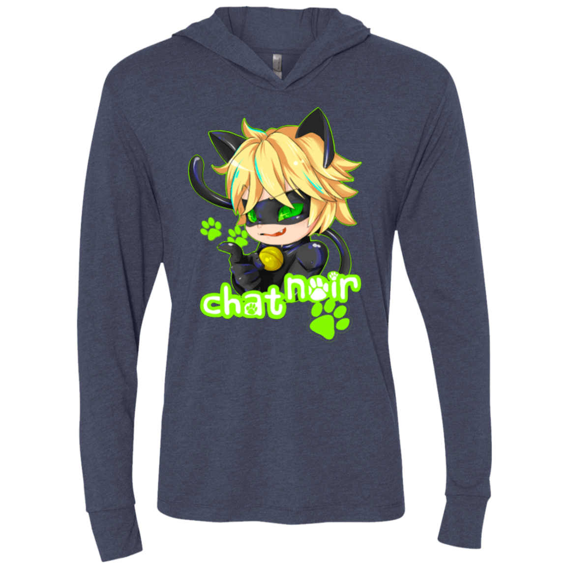 T-Shirts Vintage Navy / X-Small Chat Noir Triblend Long Sleeve Hoodie Tee