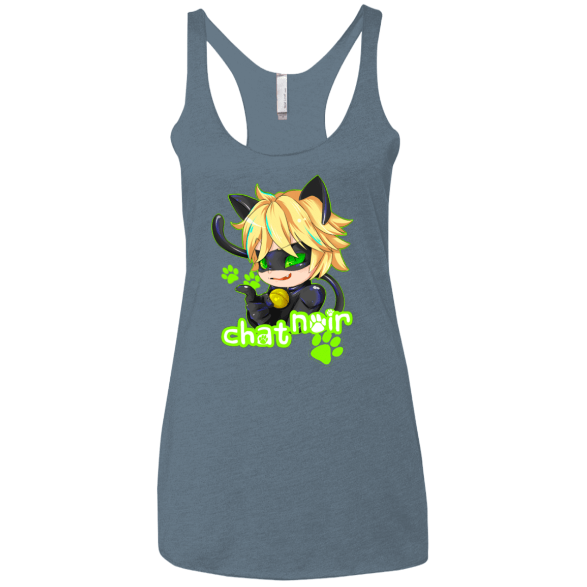 T-Shirts Indigo / X-Small Chat Noir Women's Triblend Racerback Tank