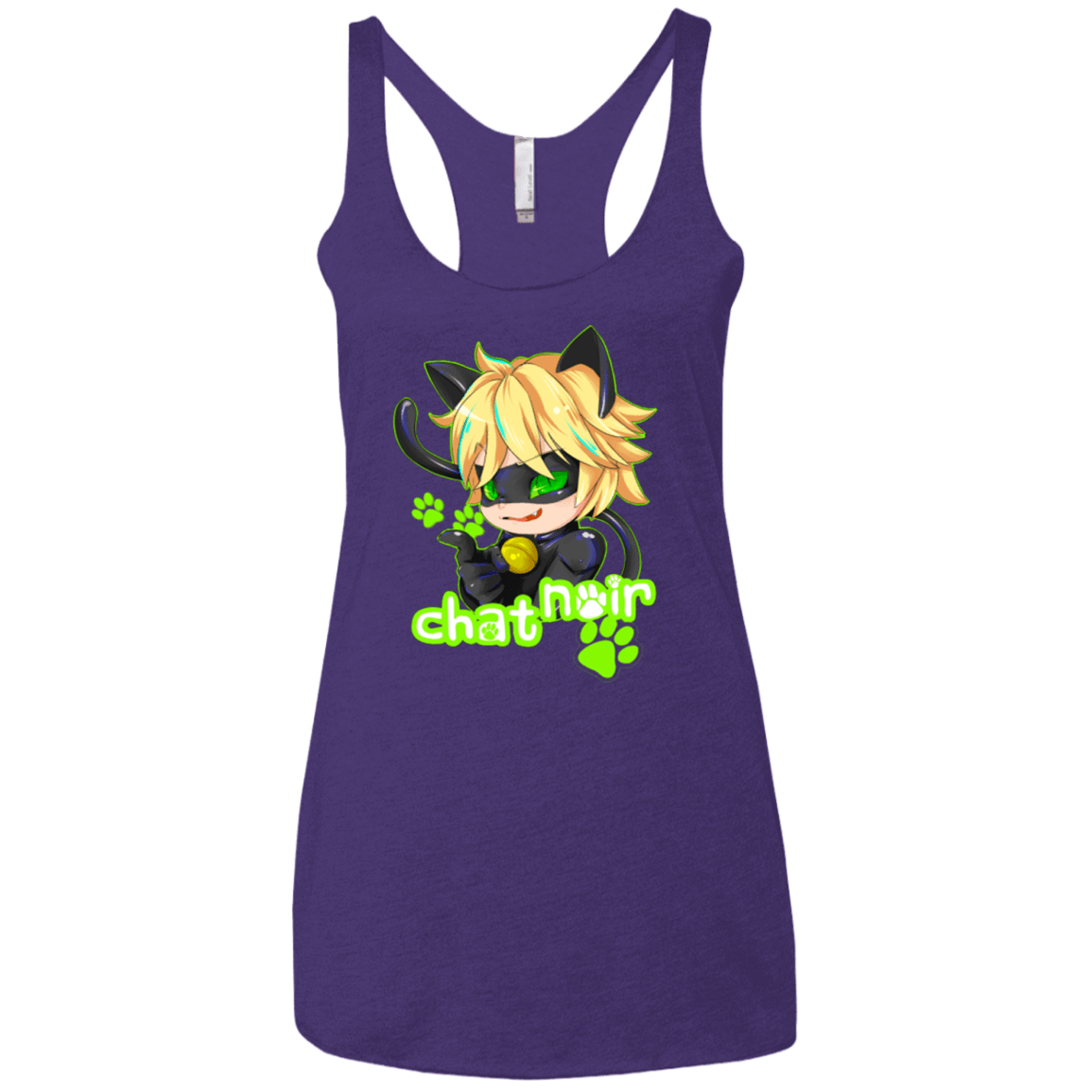 T-Shirts Purple / X-Small Chat Noir Women's Triblend Racerback Tank