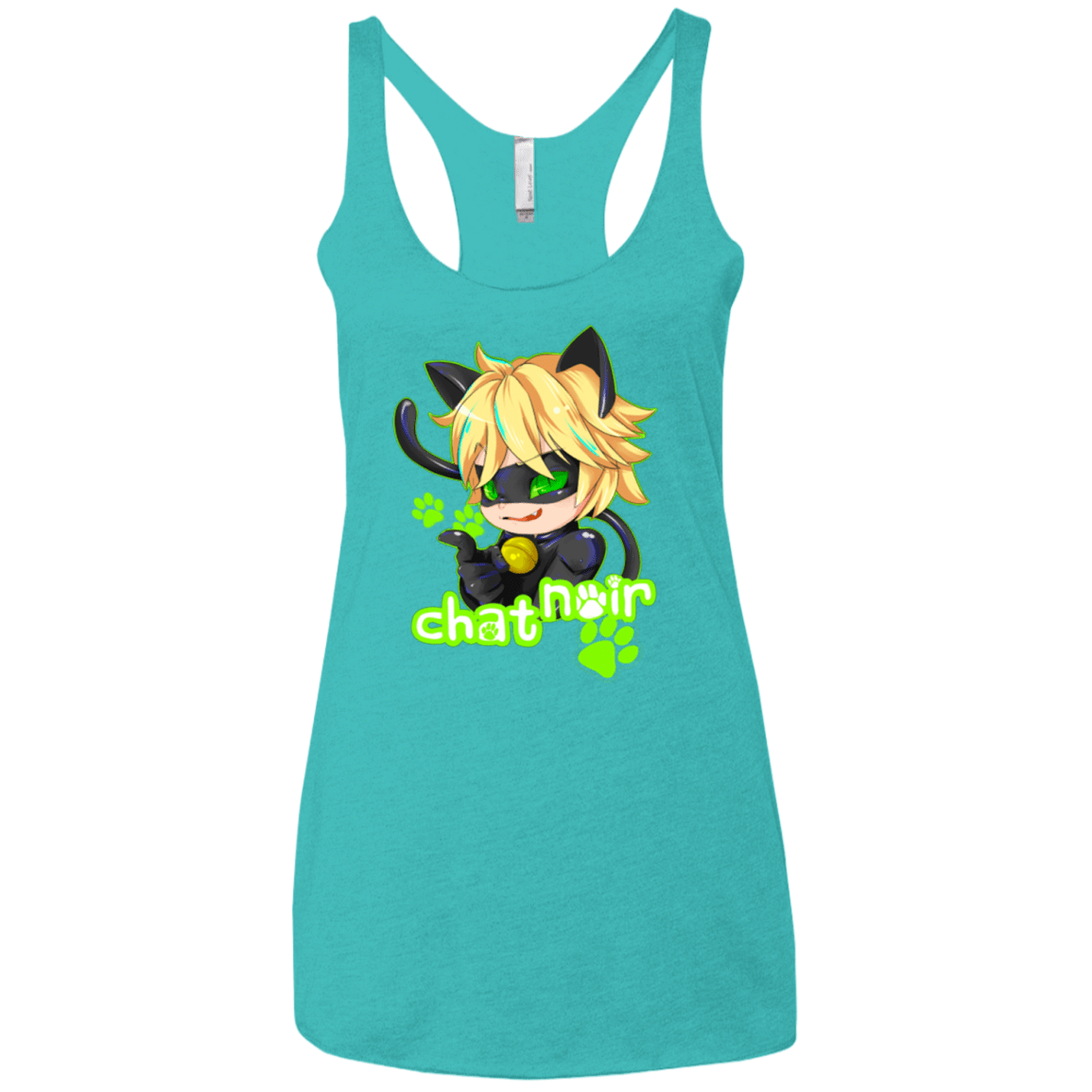 T-Shirts Tahiti Blue / X-Small Chat Noir Women's Triblend Racerback Tank