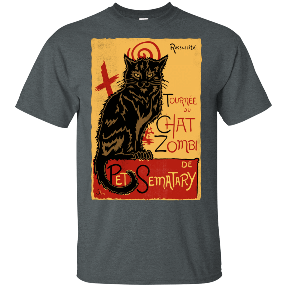 T-Shirts Dark Heather / S Chat Zombi T-Shirt