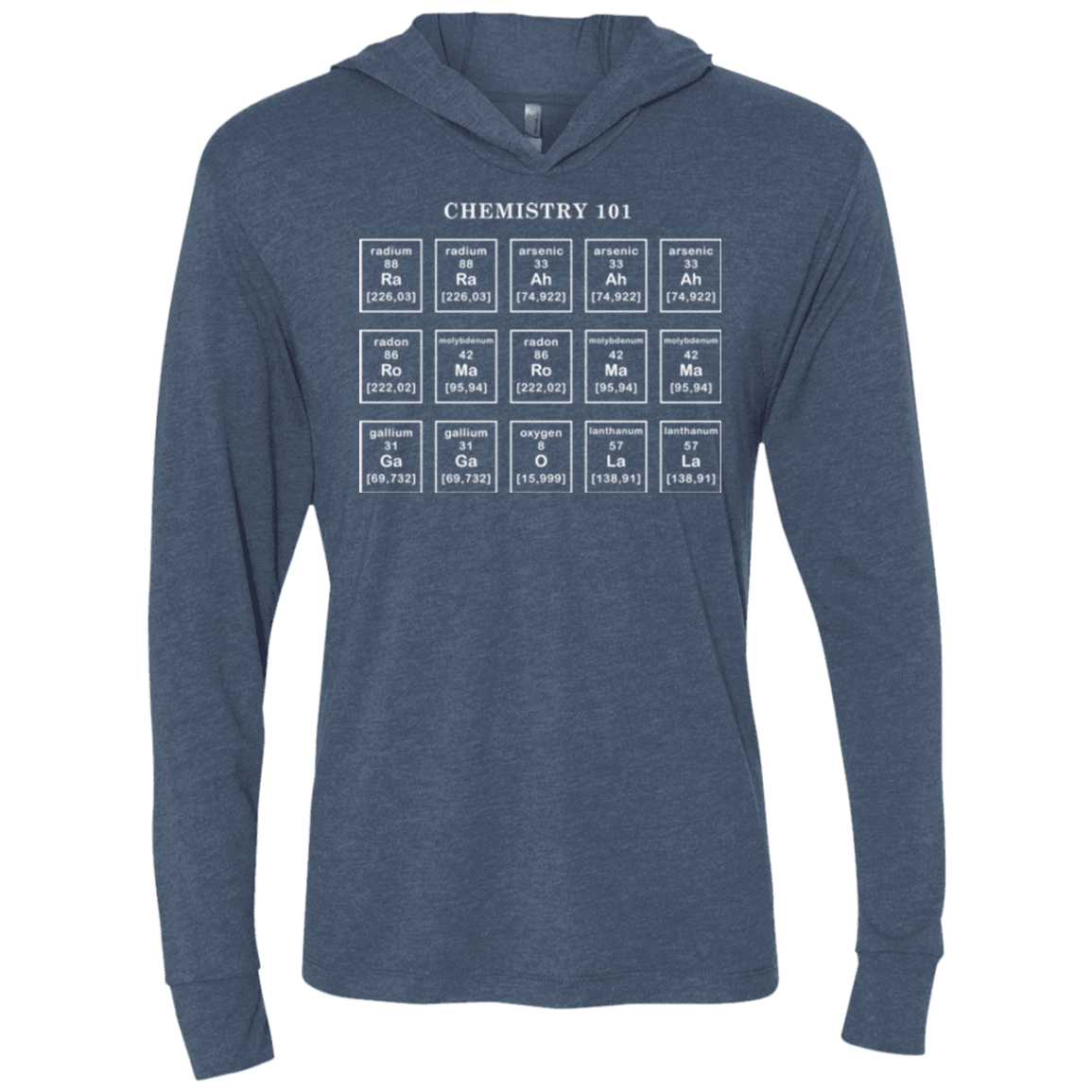 T-Shirts Indigo / X-Small Chemistry Lesson Triblend Long Sleeve Hoodie Tee