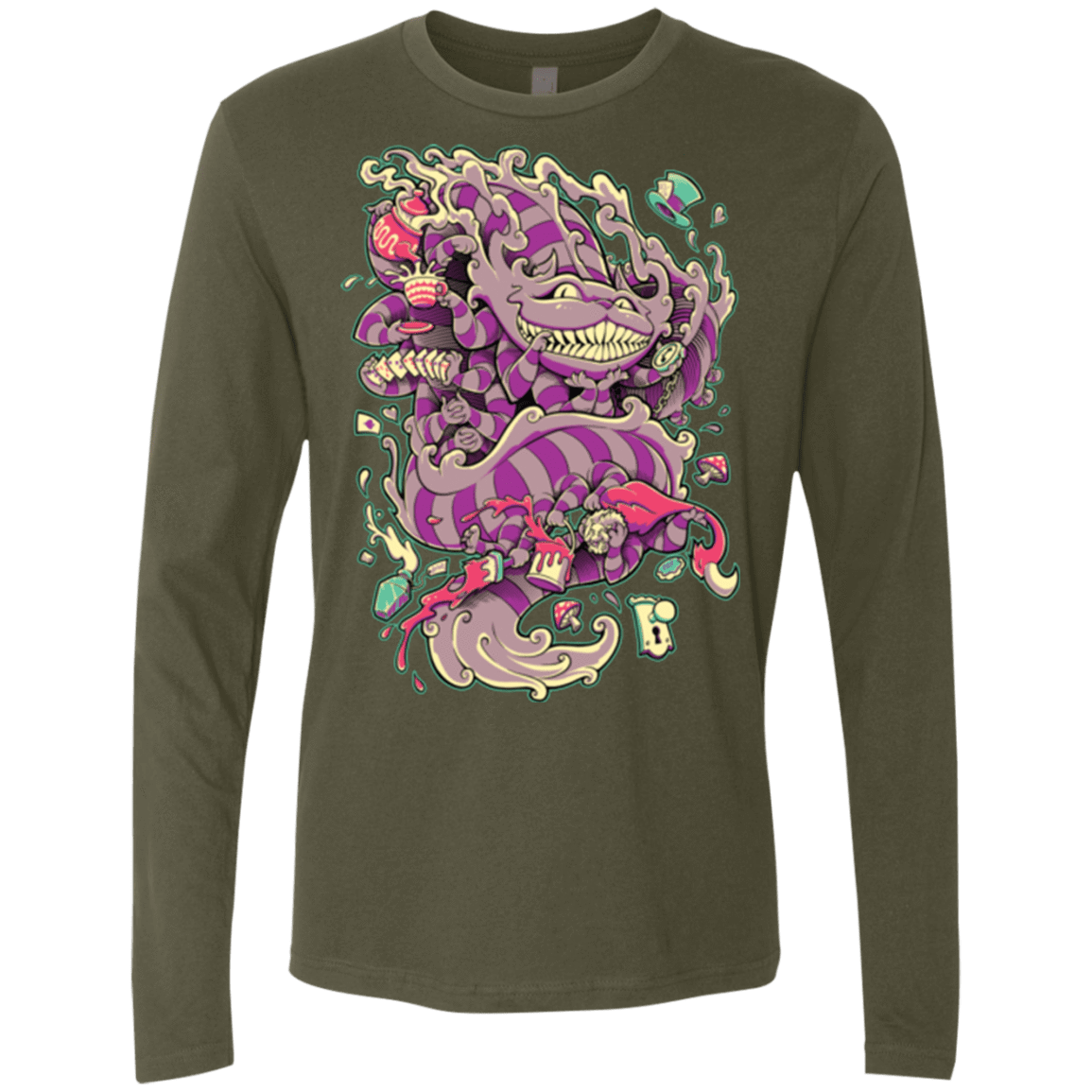 T-Shirts Military Green / Small Cheshire Dragon Men's Premium Long Sleeve