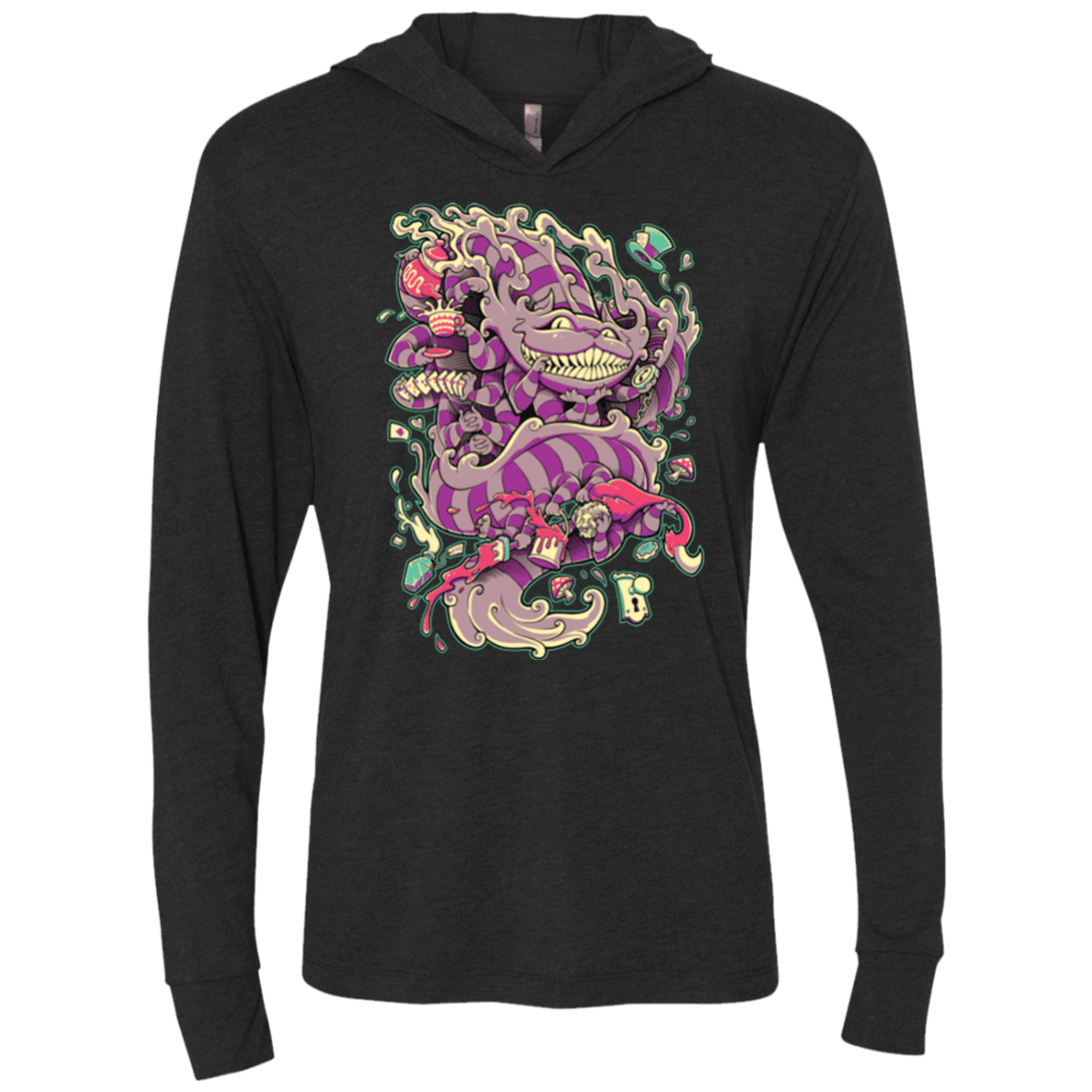 T-Shirts Vintage Black / X-Small Cheshire Dragon Triblend Long Sleeve Hoodie Tee