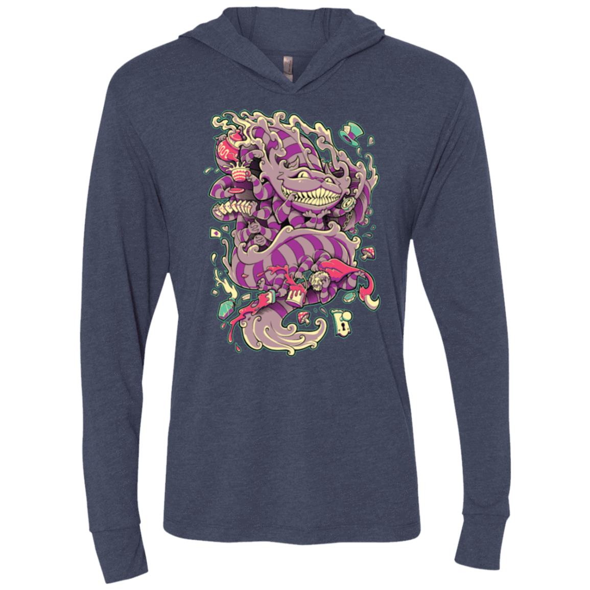 T-Shirts Vintage Navy / X-Small Cheshire Dragon Triblend Long Sleeve Hoodie Tee