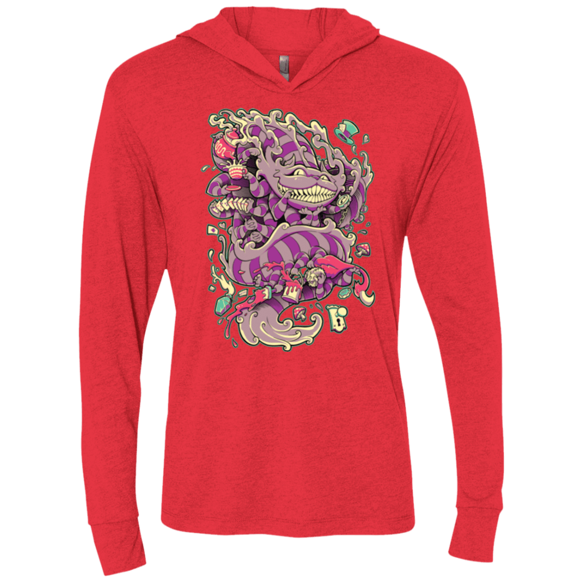 T-Shirts Vintage Red / X-Small Cheshire Dragon Triblend Long Sleeve Hoodie Tee