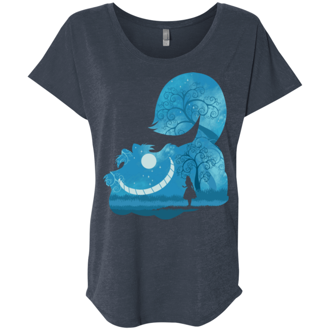 T-Shirts Vintage Navy / X-Small Cheshire Portrait Triblend Dolman Sleeve