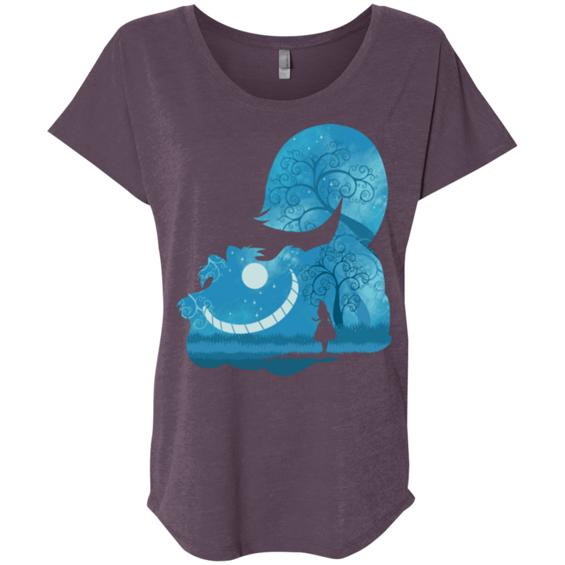 T-Shirts Vintage Purple / X-Small Cheshire Portrait Triblend Dolman Sleeve