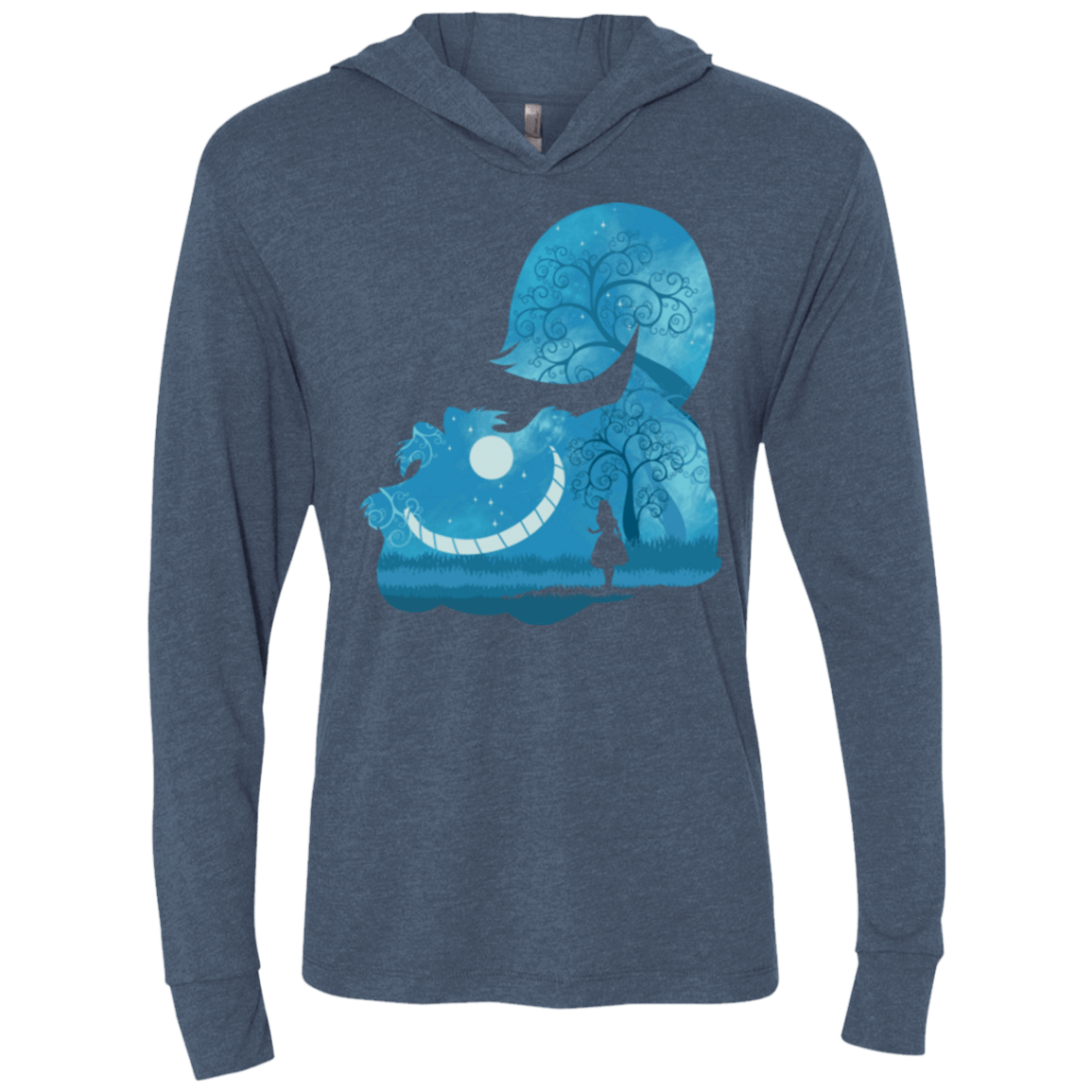 T-Shirts Indigo / X-Small Cheshire Portrait Triblend Long Sleeve Hoodie Tee