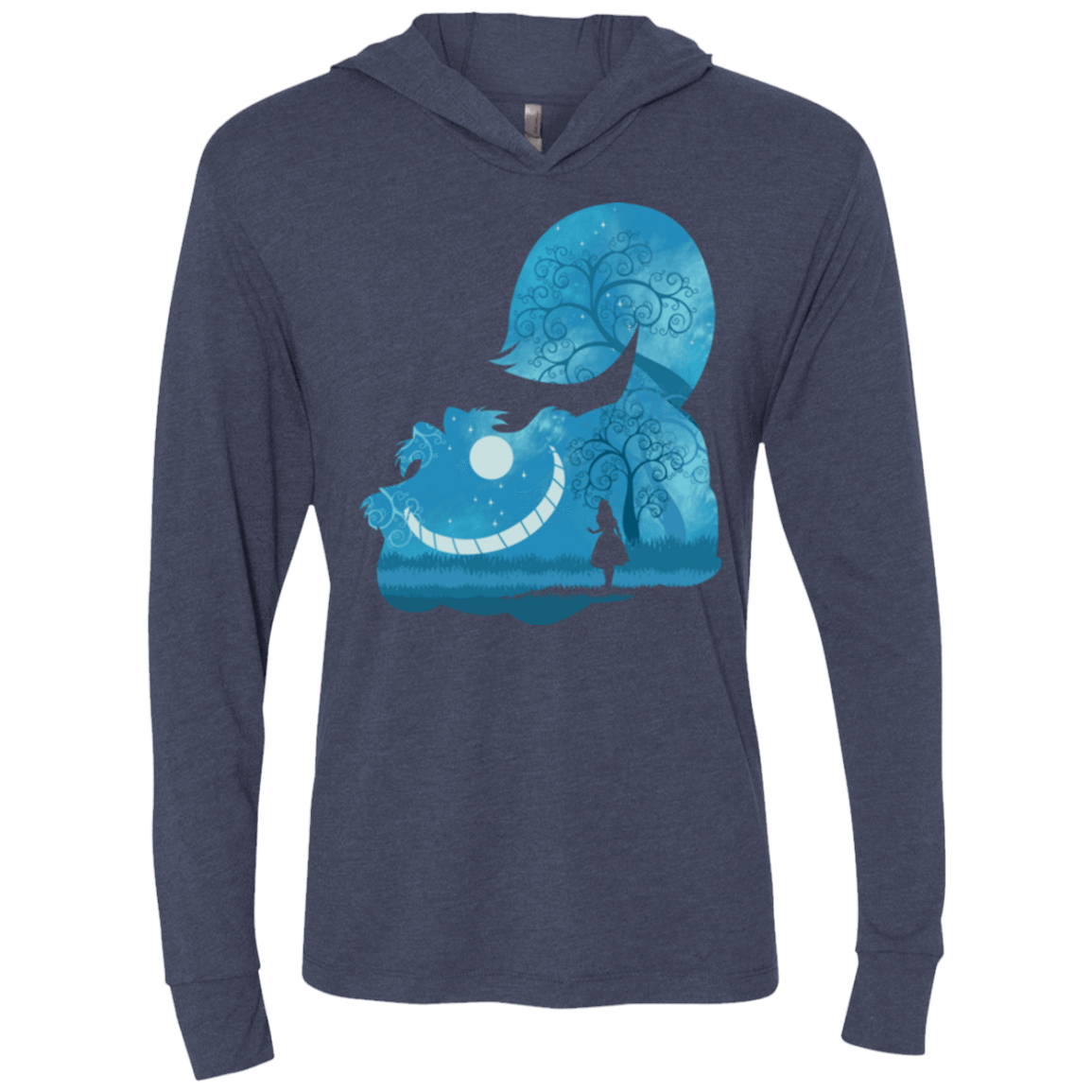 T-Shirts Vintage Navy / X-Small Cheshire Portrait Triblend Long Sleeve Hoodie Tee