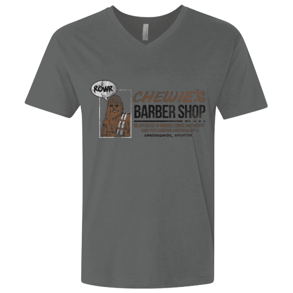 T-Shirts Heavy Metal / X-Small Chewie's Barber Shop Men's Premium V-Neck