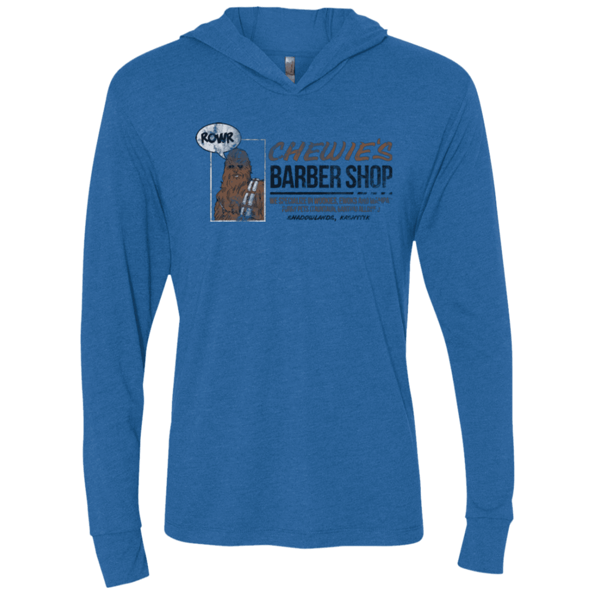 T-Shirts Vintage Royal / X-Small Chewie's Barber Shop Triblend Long Sleeve Hoodie Tee