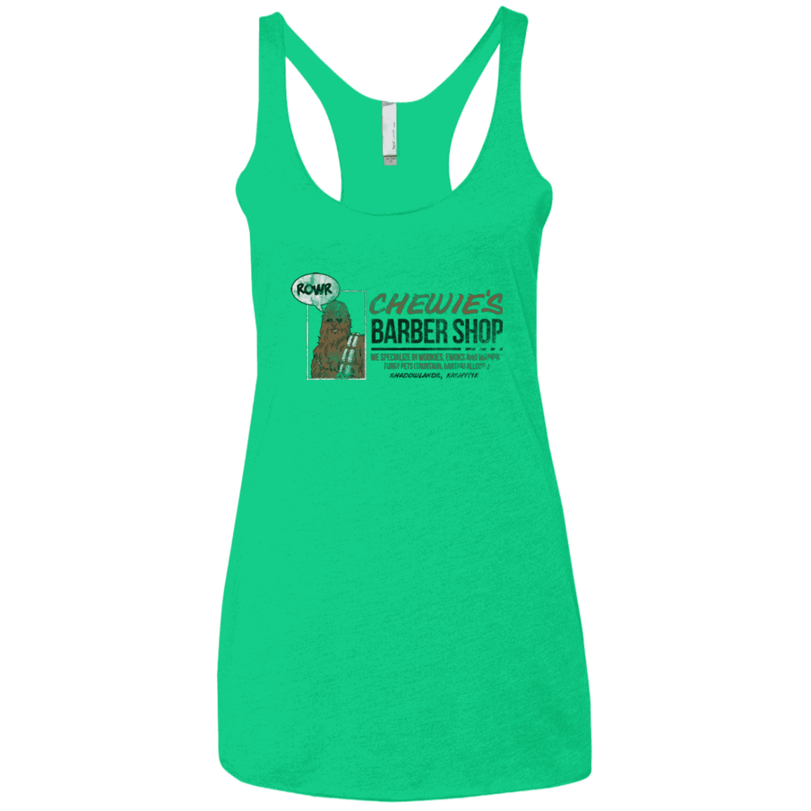 T-Shirts Envy / X-Small Chewie's Barber Shop Women's Triblend Racerback Tank