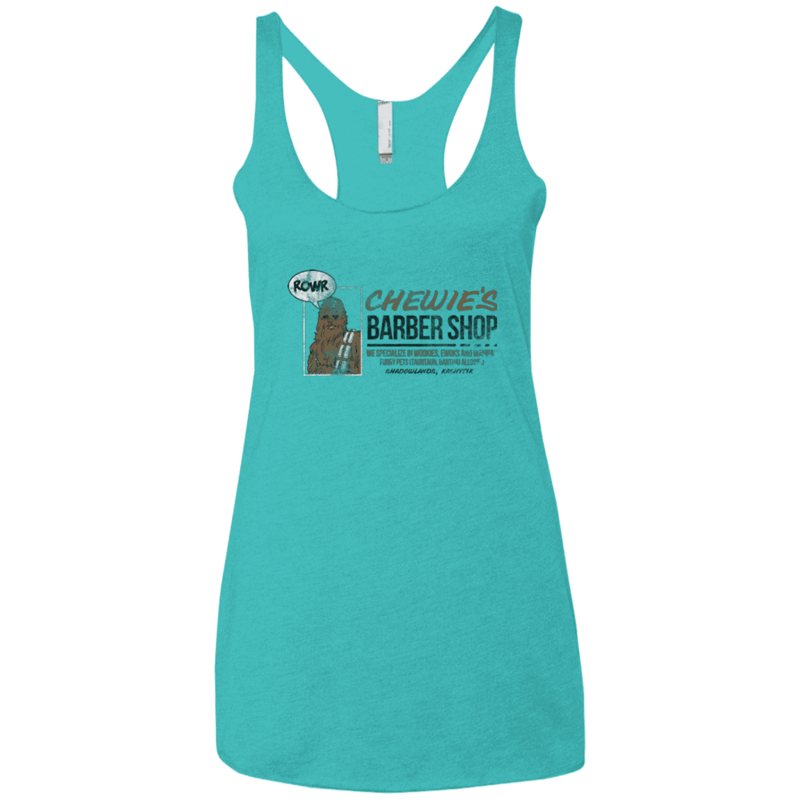 T-Shirts Tahiti Blue / X-Small Chewie's Barber Shop Women's Triblend Racerback Tank