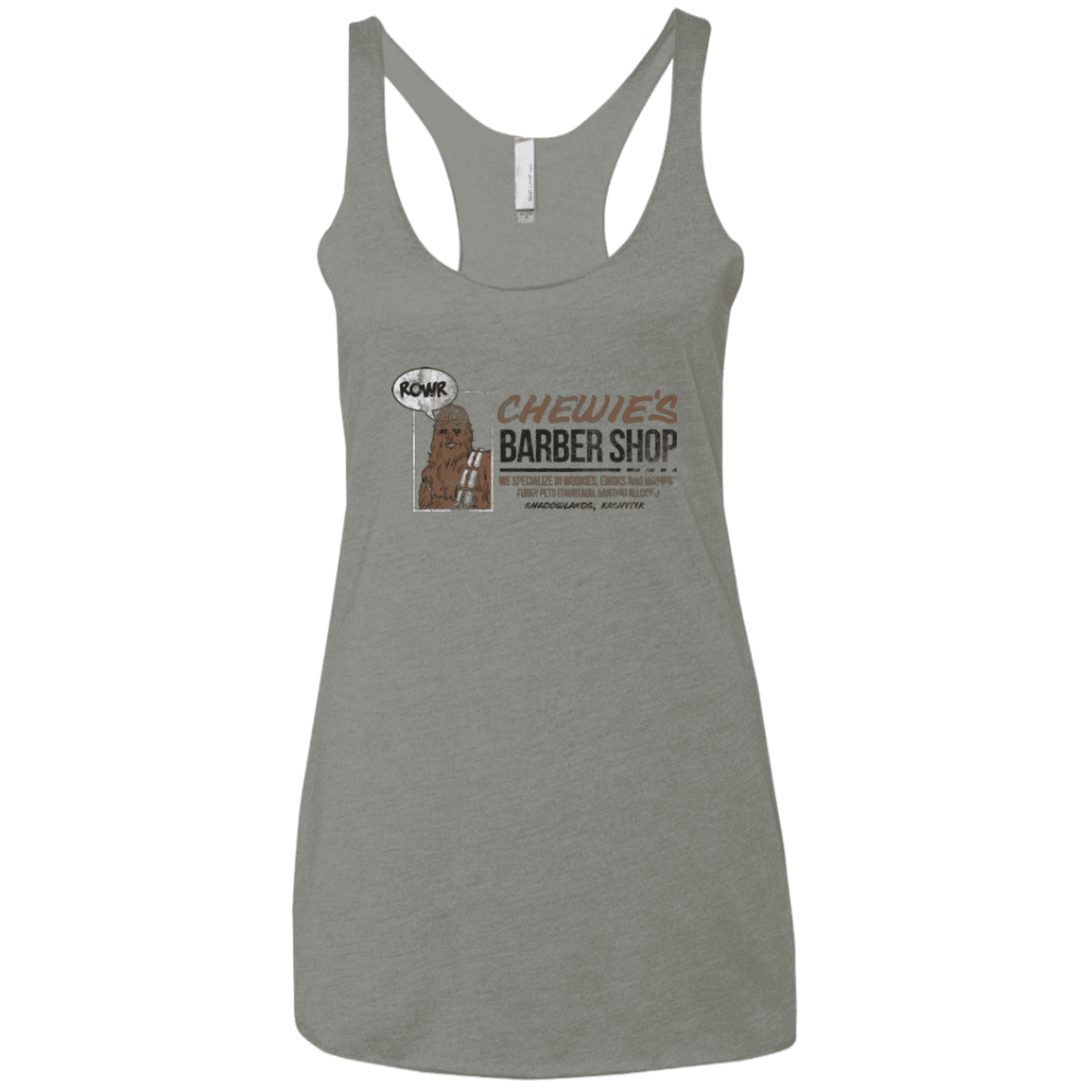 T-Shirts Venetian Grey / X-Small Chewie's Barber Shop Women's Triblend Racerback Tank
