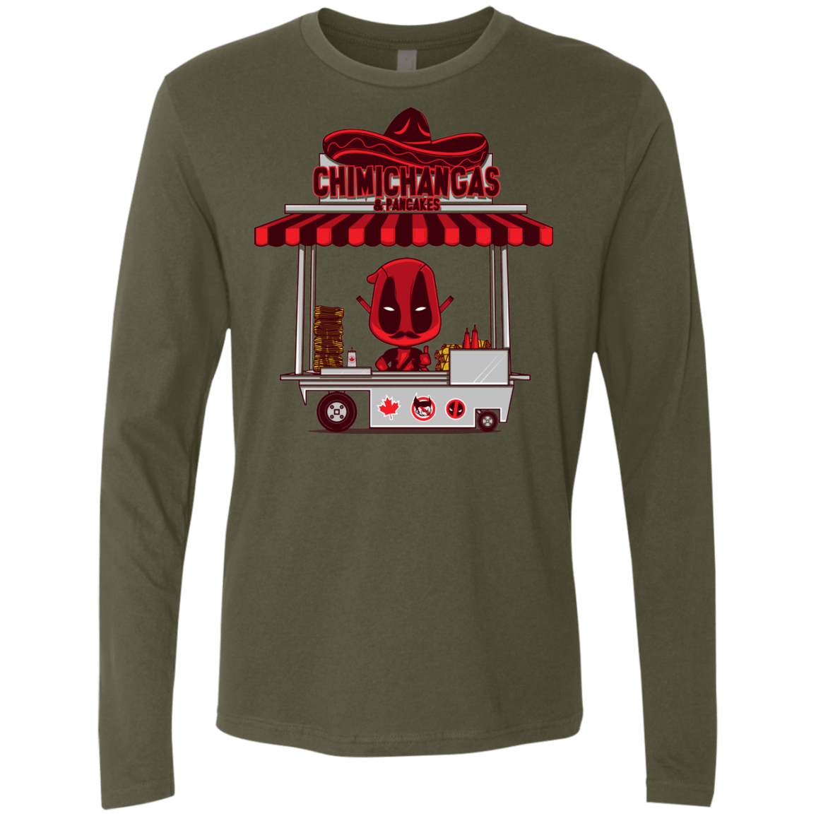 T-Shirts Military Green / S CHIMICHANGAS & PANCAKES Men's Premium Long Sleeve