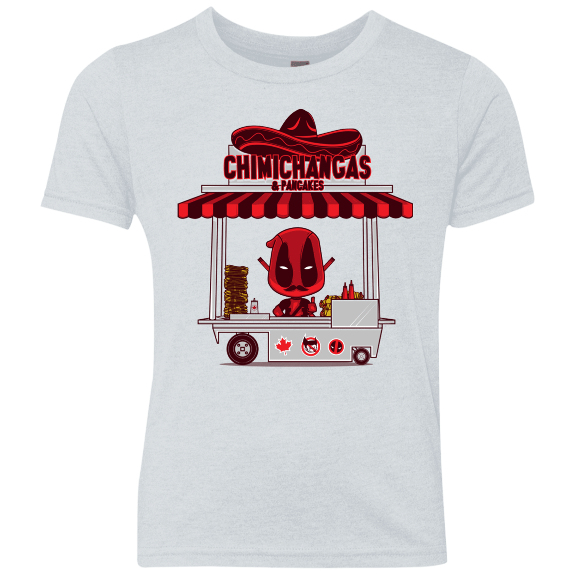 T-Shirts Heather White / YXS CHIMICHANGAS & PANCAKES Youth Triblend T-Shirt