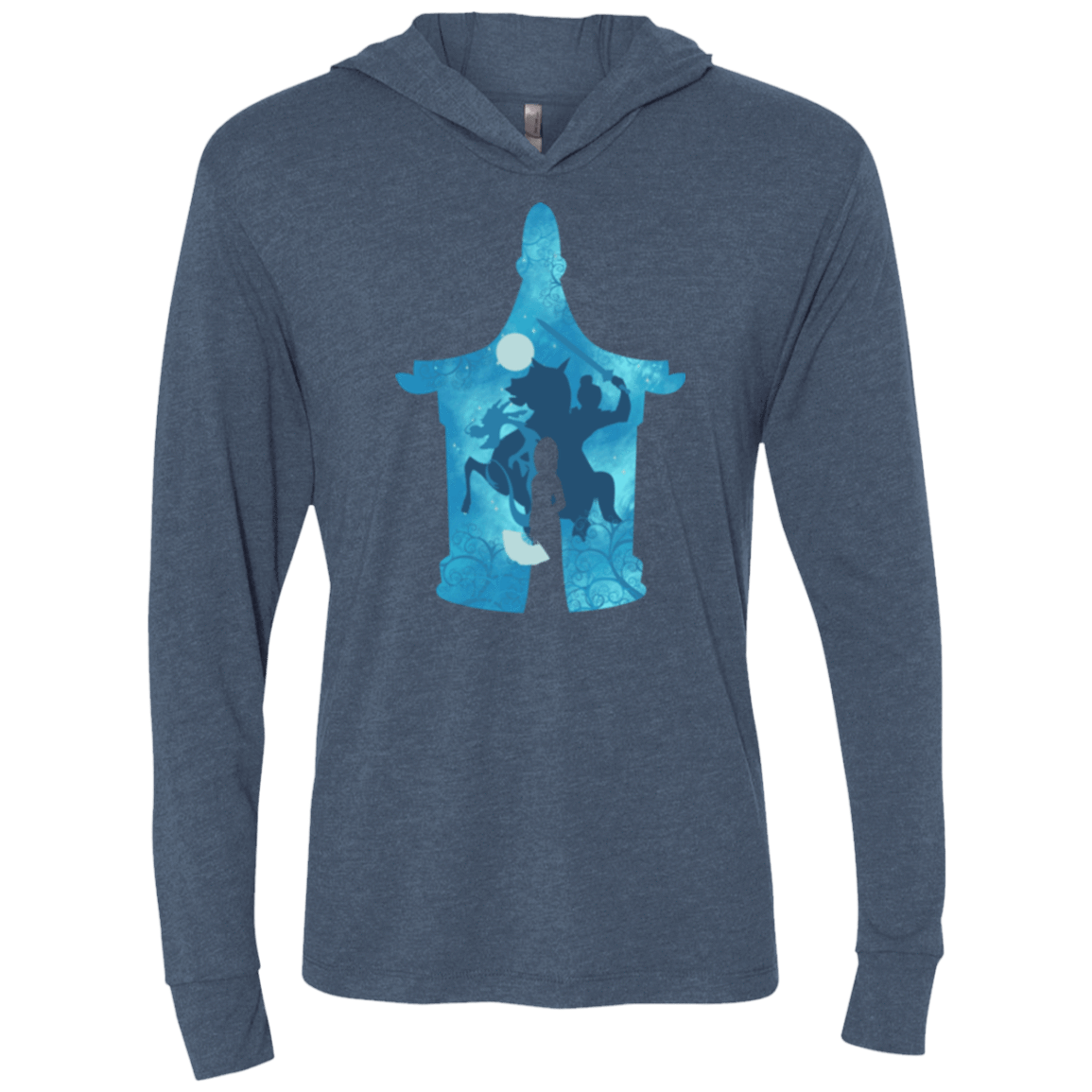 T-Shirts Indigo / X-Small Chinese Portrait Triblend Long Sleeve Hoodie Tee