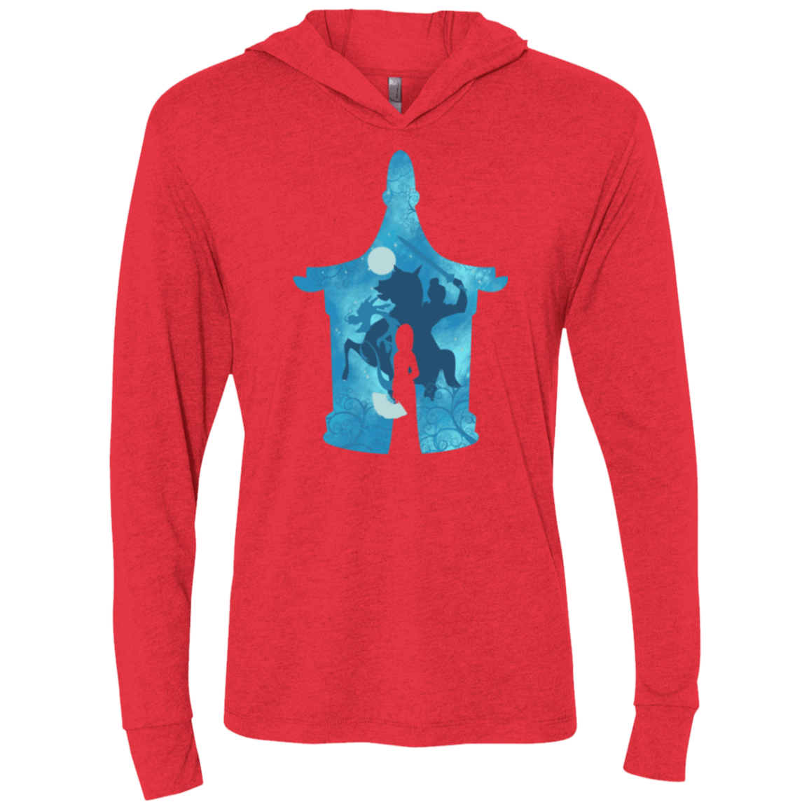 T-Shirts Vintage Red / X-Small Chinese Portrait Triblend Long Sleeve Hoodie Tee