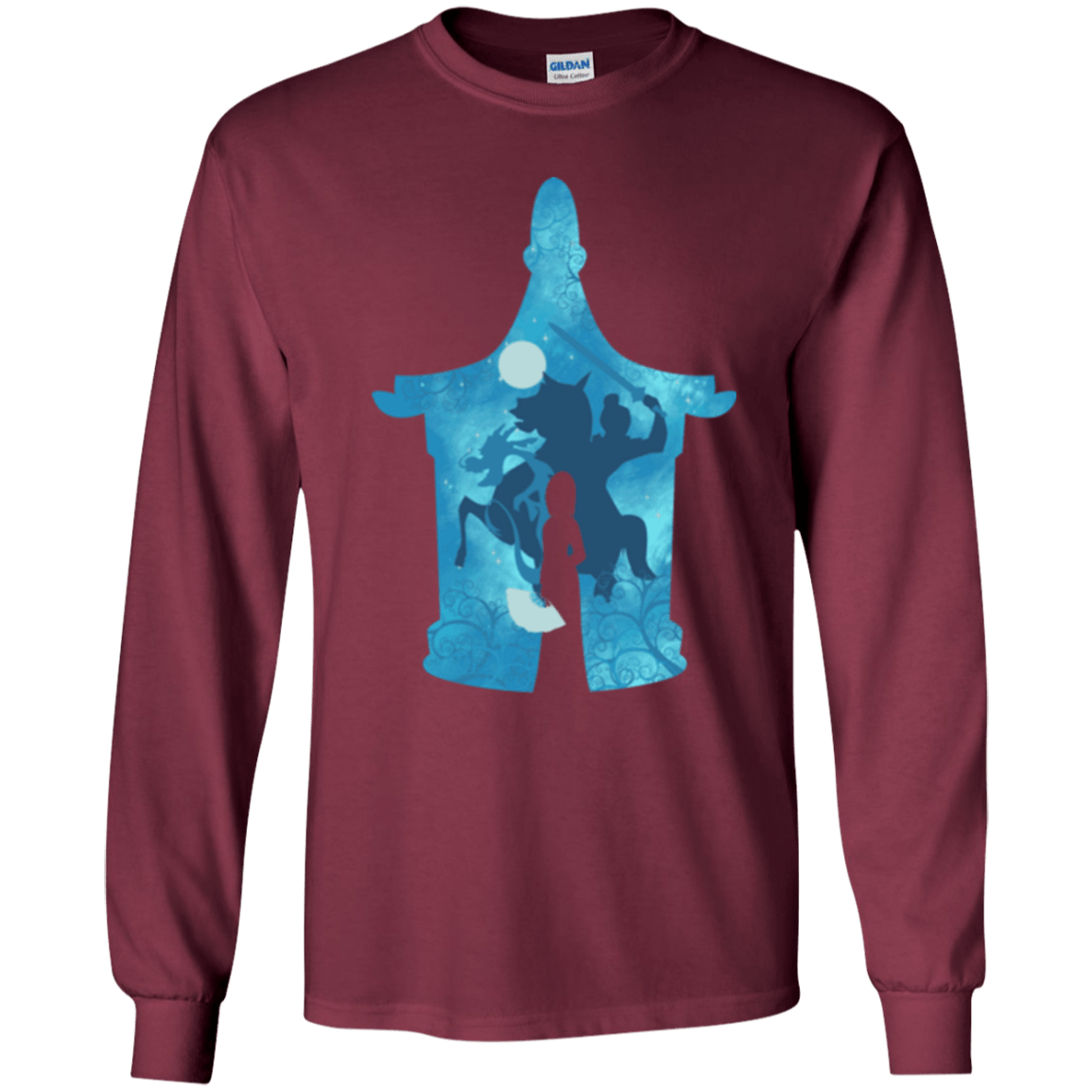 T-Shirts Maroon / YS Chinese Portrait Youth Long Sleeve T-Shirt