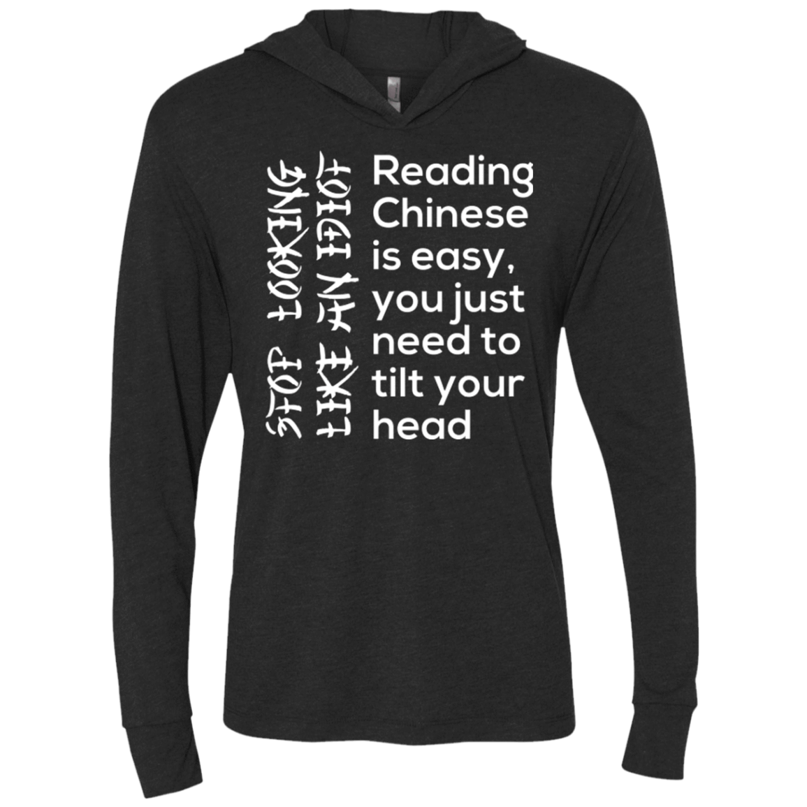 T-Shirts Vintage Black / X-Small Chinese Triblend Long Sleeve Hoodie Tee