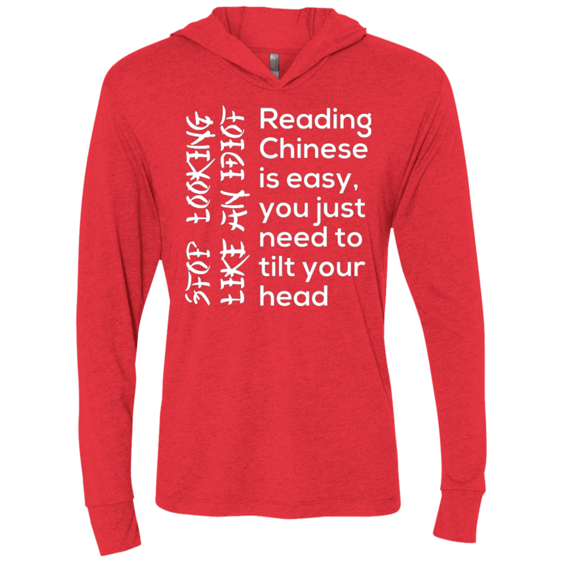 T-Shirts Vintage Red / X-Small Chinese Triblend Long Sleeve Hoodie Tee