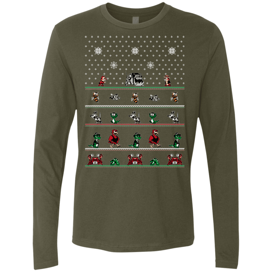 T-Shirts Military Green / Small Chip n Dale Christmas Rangers Men's Premium Long Sleeve