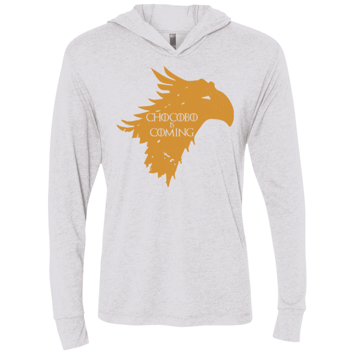 T-Shirts Heather White / X-Small Chocobo is Coming Triblend Long Sleeve Hoodie Tee