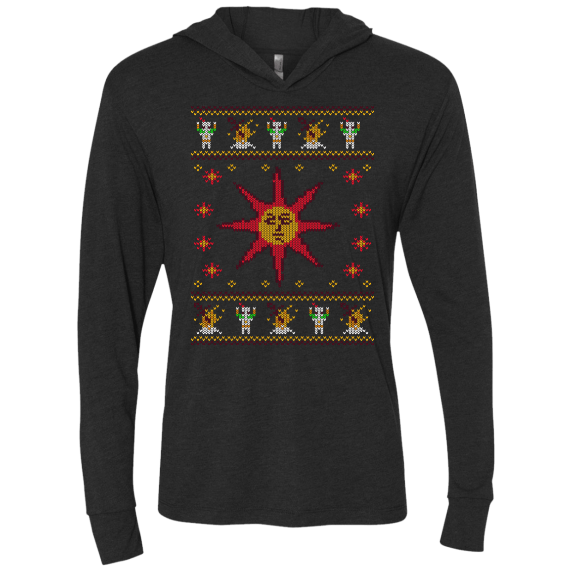 T-Shirts Vintage Black / X-Small Christmas Sweater Dark Souls Triblend Long Sleeve Hoodie Tee