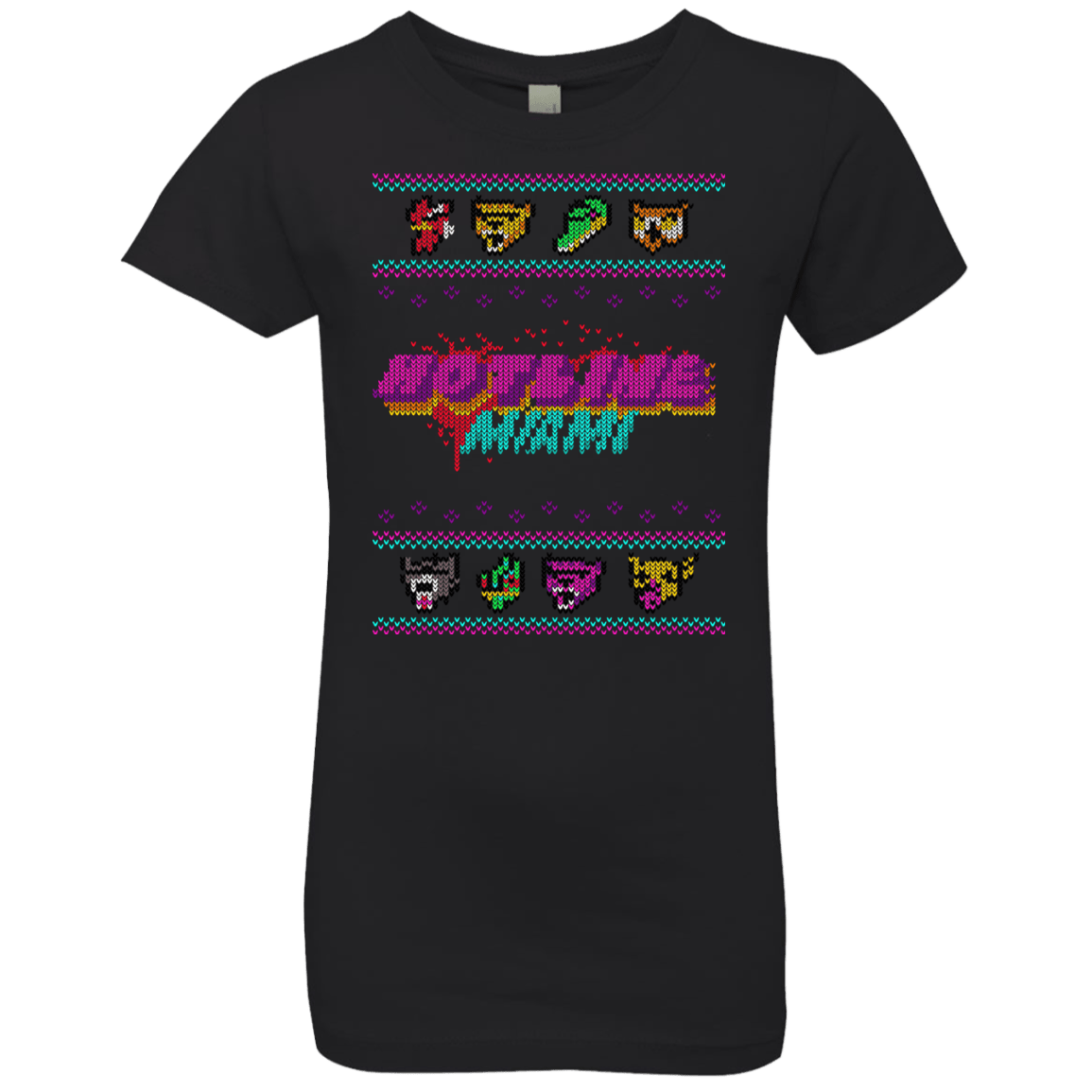 T-Shirts Black / YXS Christmas Sweater Hotline Miami Girls Premium T-Shirt