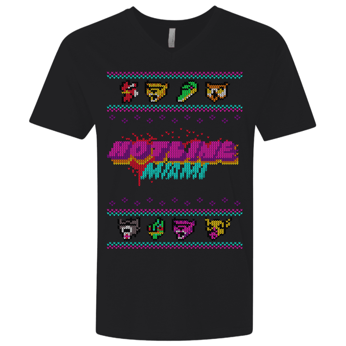 T-Shirts Black / X-Small Christmas Sweater Hotline Miami Men's Premium V-Neck