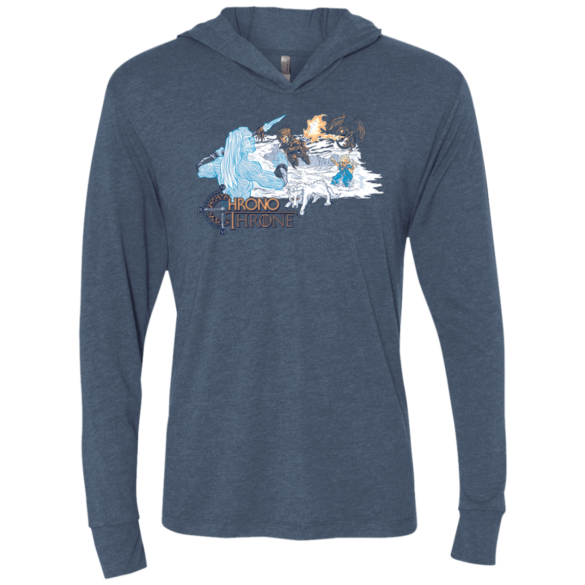 T-Shirts Indigo / X-Small Chrono Throne Triblend Long Sleeve Hoodie Tee