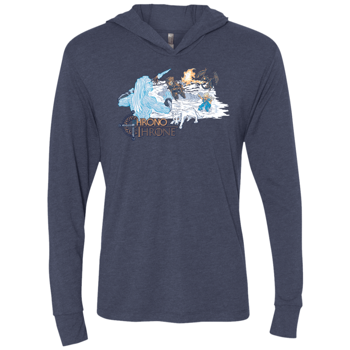 T-Shirts Vintage Navy / X-Small Chrono Throne Triblend Long Sleeve Hoodie Tee