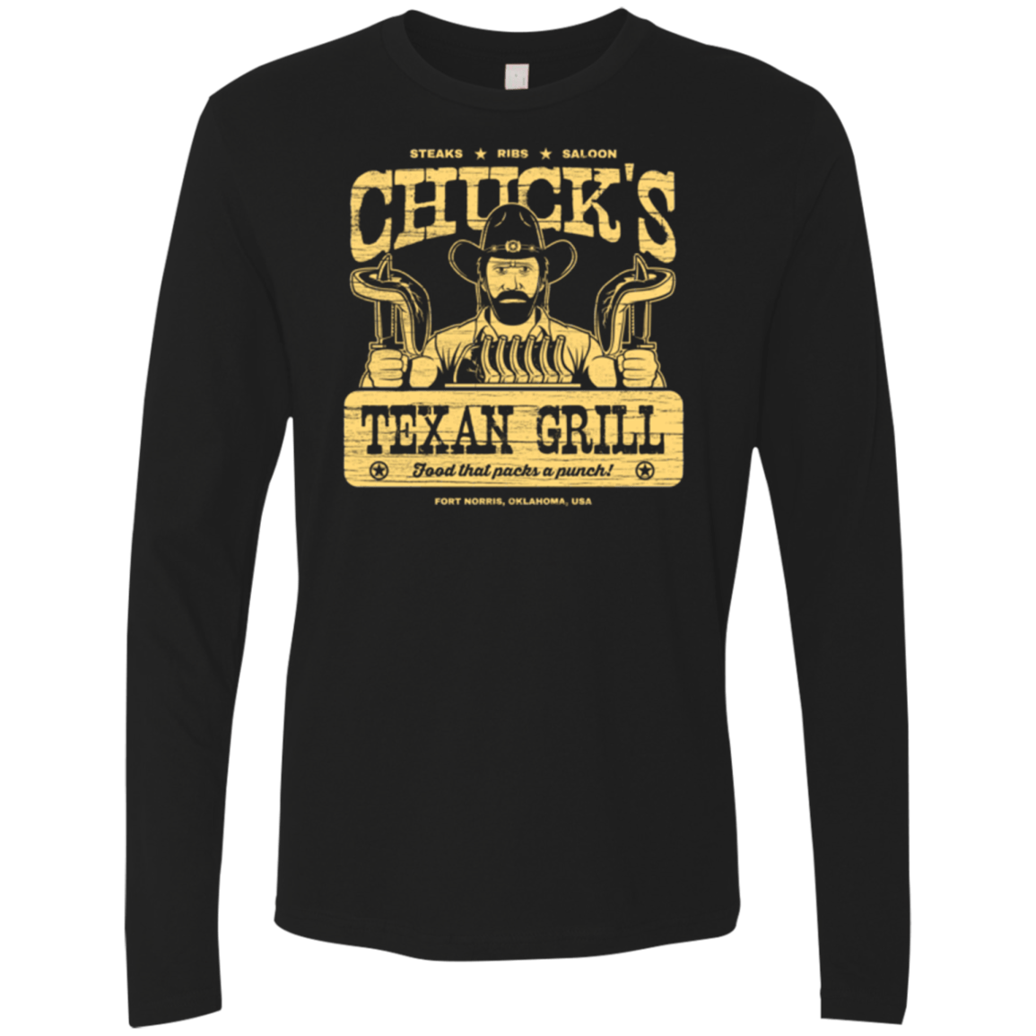 T-Shirts Black / Small Chucks Texan Grill Men's Premium Long Sleeve
