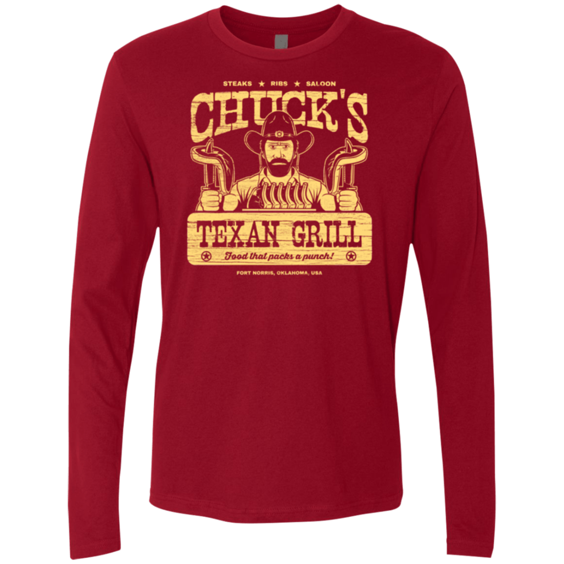 T-Shirts Cardinal / Small Chucks Texan Grill Men's Premium Long Sleeve