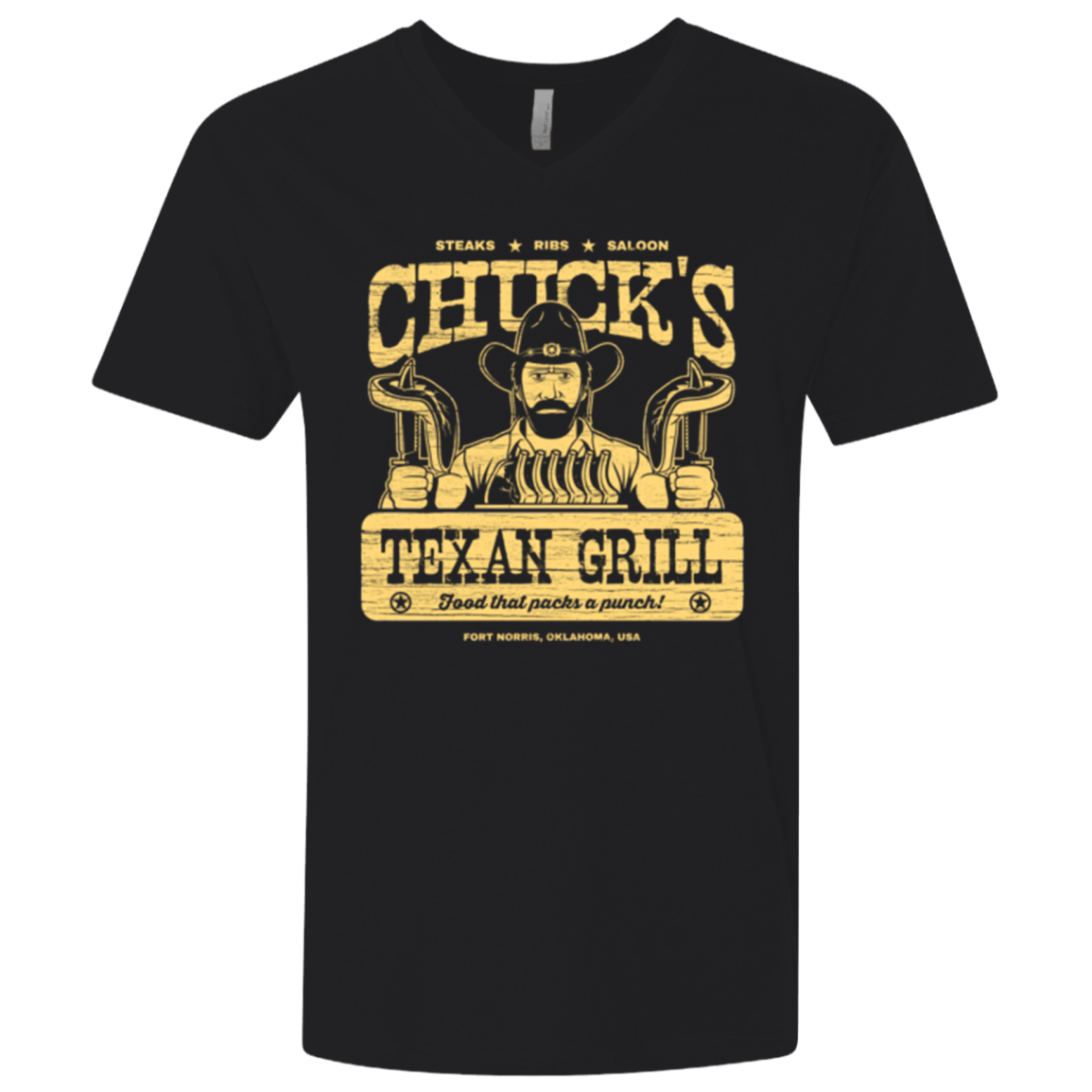 T-Shirts Black / X-Small Chucks Texan Grill Men's Premium V-Neck