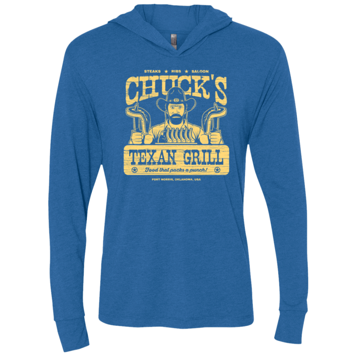 T-Shirts Vintage Royal / X-Small Chucks Texan Grill Triblend Long Sleeve Hoodie Tee