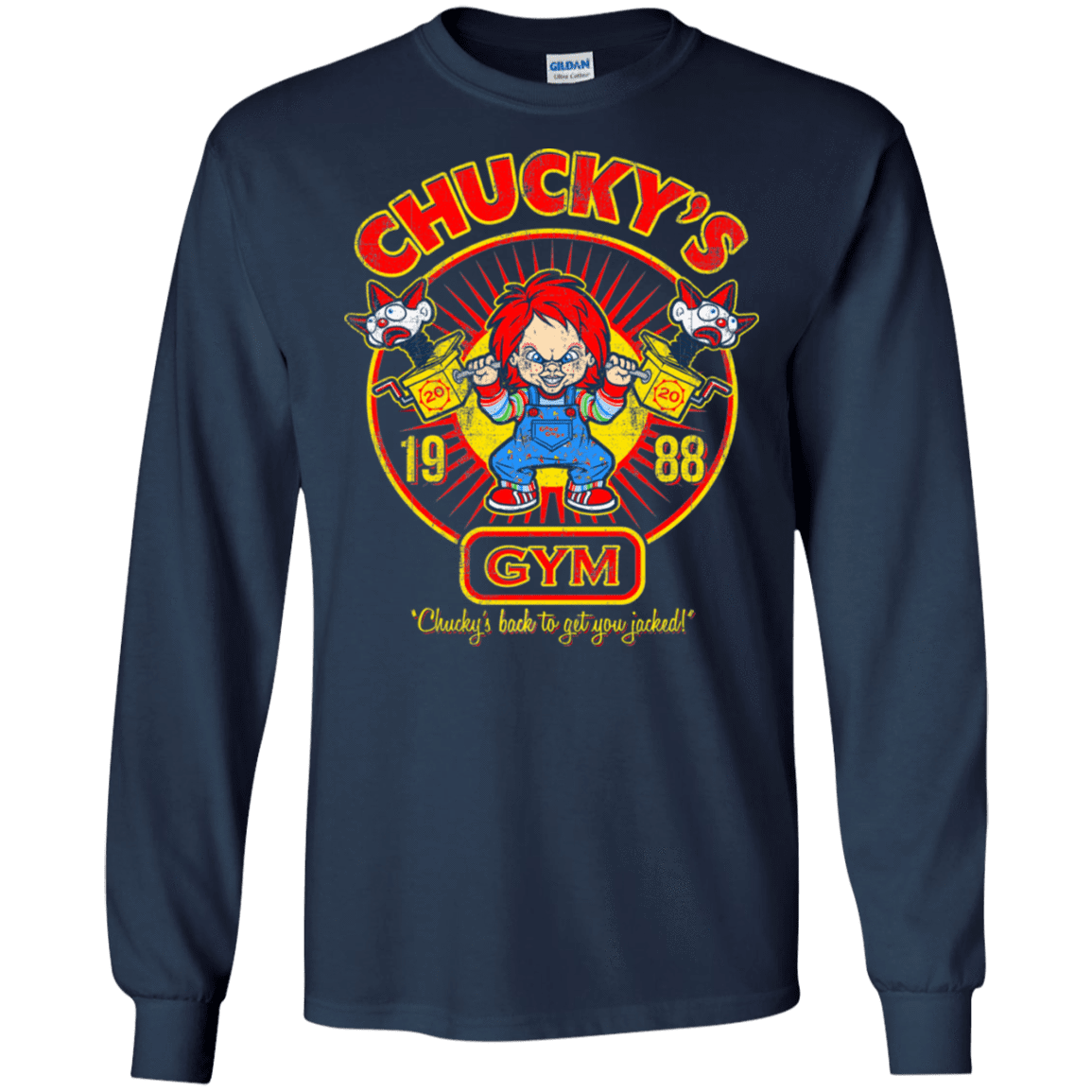T-Shirts Navy / S Chucky's Gym Men's Long Sleeve T-Shirt