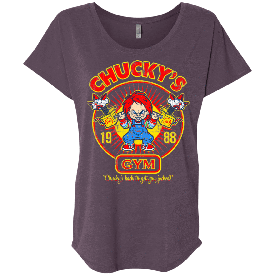 T-Shirts Vintage Purple / X-Small Chucky's Gym Triblend Dolman Sleeve