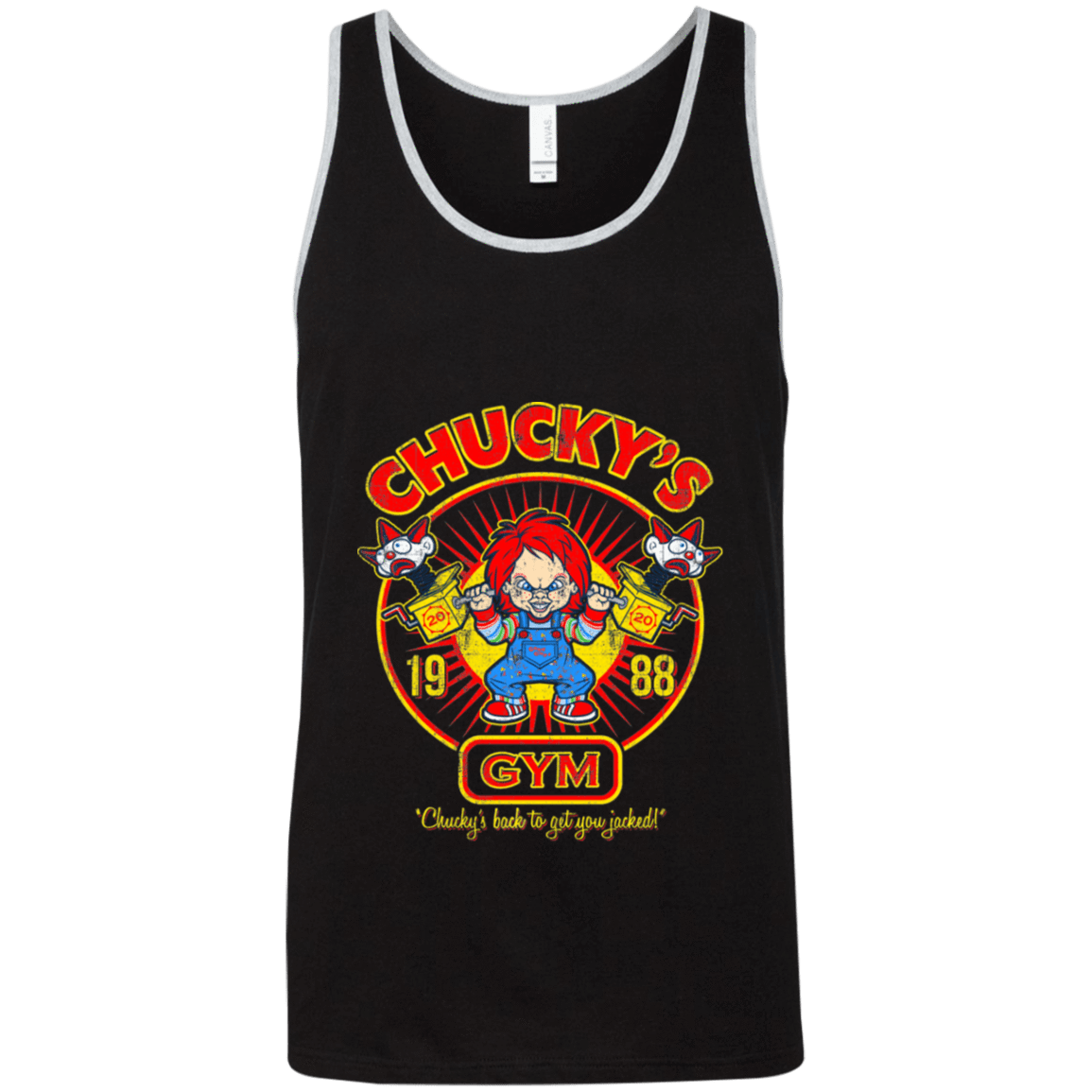 T-Shirts Black/Athletic Heather / X-Small Chucky's Gym Unisex Premium Tank Top